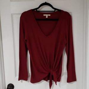 Express One Eleven Long Sleeve Knot Front Tee
